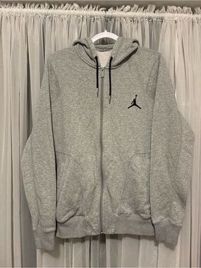 Jordan Full-Zip Hooded Jacket - Gray with Black Jumpman - Size Large